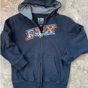 Fox Racing Full Zip Black Hoodie sweatshirt, Youth L